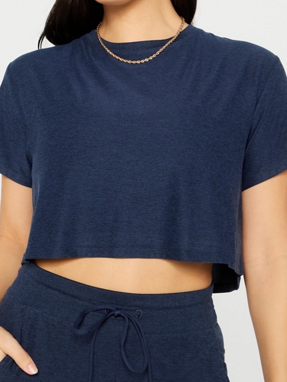 Fabletics Navy Whisper Boxy Crop Tee Size Medium-NWT